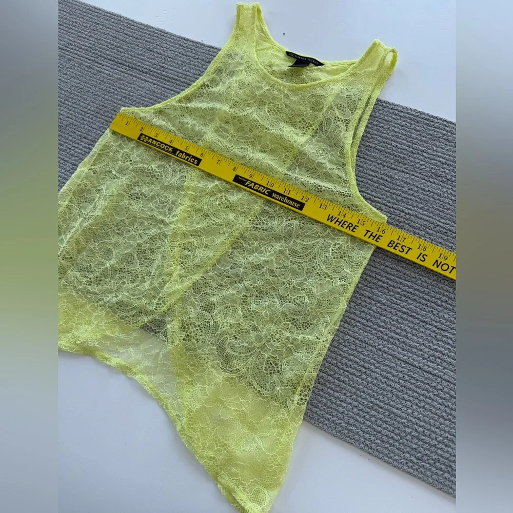 Victoria’s Secret Neon Yellow Sheer Lace Cross Back Tank Top Swim Cover Up Small - Picture 8 of 13